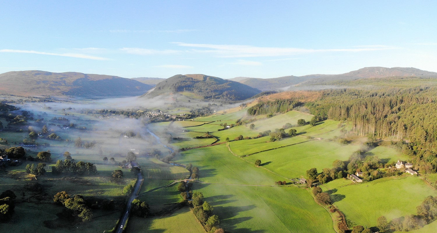 The village of Penmachno from Benar Cottages The village of Penmachno from Benar Cottages
